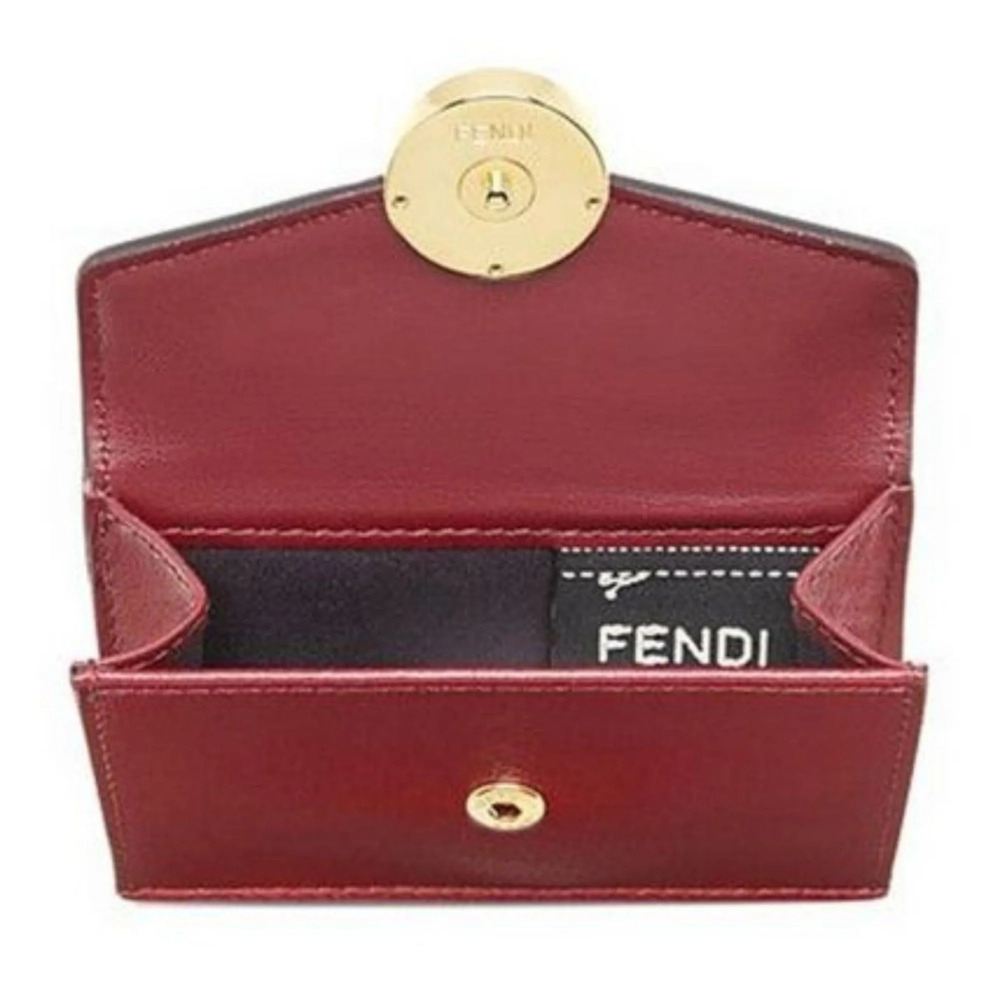 Fendi Calf Leather F Logo Barola Red Micro Trifold - Picture 1 of 5